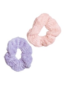 Celestino Σετ με 2 χνουδωτά λαστιχάκια μαλλιών ροζ μωβ για Γυναίκα