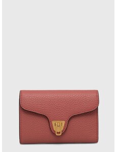 Δερμάτινο πορτοφόλι Coccinelle γυναικεία, χρώμα: κόκκινο