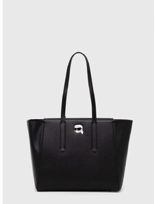 Δερμάτινη τσάντα Karl Lagerfeld χρώμα: μαύρο