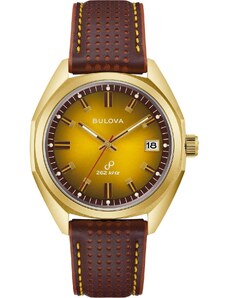 BULOVA Jet Star Precisionist - 97B214, Gold case with Brown Leather Strap