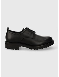 Δερμάτινα κλειστά παπούτσια Calvin Klein DERBY MIX χρώμα: μαύρο, HM0HM01354