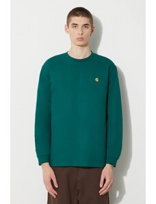 Βαμβακερή μπλούζα με μακριά μανίκια Carhartt WIP Longsleeve Chase T-Shirt χρώμα: πράσινο, I026392.1YWXX