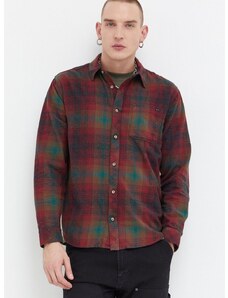 Βαμβακερό πουκάμισο Billabong ανδρικό, χρώμα: καφέ