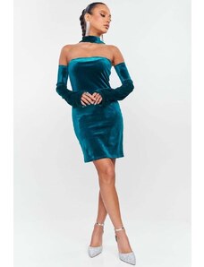 DeCoro Φόρεμα Mini Velvet με Αποσπώμενα Μανίκια - ΠΕΤΡΟΛ