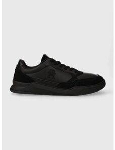 Δερμάτινα αθλητικά παπούτσια Tommy Hilfiger ELEVATED CUPSOLE LTH MIX χρώμα: μαύρο, FM0FM04929