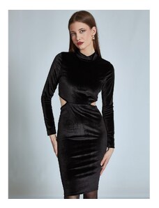 Celestino Βελούδινο φόρεμα με ανοίγματα μαυρο για Γυναίκα