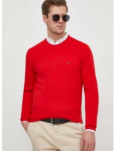 Βαμβακερό πουλόβερ Tommy Hilfiger χρώμα: κόκκινο