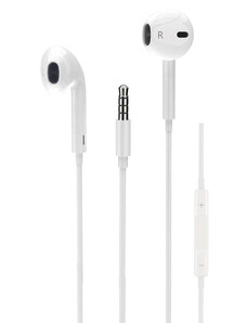 POWERTECH earphones με μικρόφωνο Classic, 3.5mm, 1.2m, λευκά