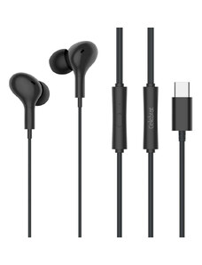CELEBRAT earphones με μικρόφωνο D13, USB-C, 1.2m, μαύρα