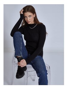 Celestino Μακρυμάνικο ριπ πουλόβερ μαυρο για Γυναίκα