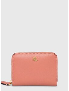 Δερμάτινο πορτοφόλι Lauren Ralph Lauren γυναικεία, χρώμα: ροζ