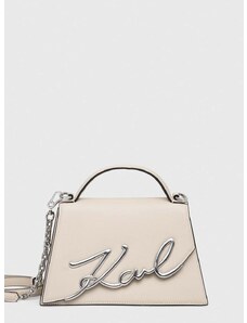 Δερμάτινη τσάντα Karl Lagerfeld χρώμα: μπεζ