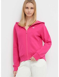 Βαμβακερή μπλούζα Guess γυναικεία, χρώμα: ροζ, με κουκούλα