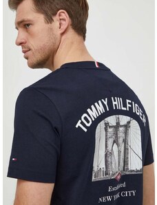 Βαμβακερό μπλουζάκι Tommy Hilfiger ανδρικά, χρώμα: ναυτικό μπλε