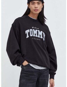 Βαμβακερή μπλούζα Tommy Jeans χρώμα: μαύρο