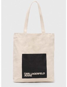 Βαμβακερή τσάντα Karl Lagerfeld Jeans χρώμα: μπεζ