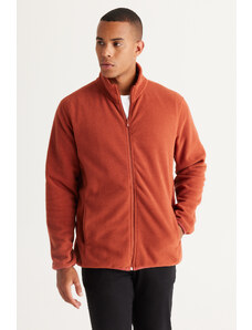 AC&Co / Altınyıldız Classics Men's Light Brown Anti-pilling Anti-Pilling Standard Fit Stand Up Bato Collar Sweatshirt Fleece Jacket
