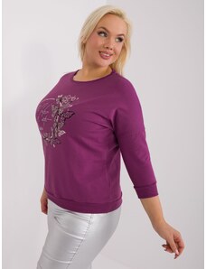 Fashionhunters Purple women's plus size blouse with inscription