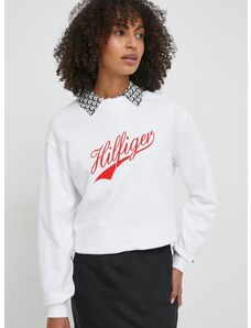 Βαμβακερή μπλούζα Tommy Hilfiger γυναικεία, χρώμα: άσπρο