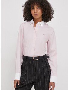 Βαμβακερό πουκάμισο Tommy Hilfiger χρώμα: ροζ