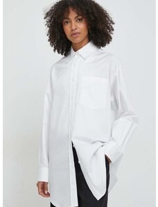 Βαμβακερό πουκάμισο Calvin Klein χρώμα: άσπρο