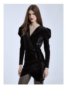 Celestino Βελούδινο φόρεμα με βολάν μαυρο για Γυναίκα