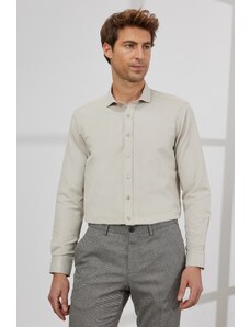 AC&Co / Altınyıldız Classics Men's Beige Slim Fit Slim Fit Italian Collar Dobby Shirt.