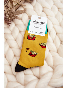 Kesi Men's French Fries Socks - Yellow