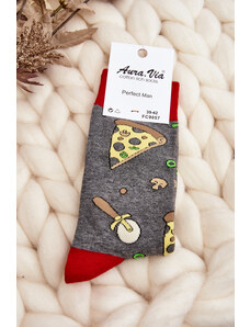 Kesi Men's socks with pizza patterns grey