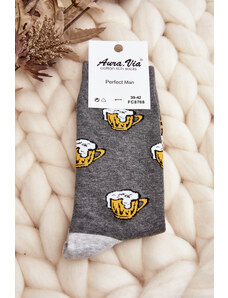 Kesi Men's socks with beer grey patterns