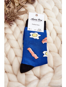 Kesi Men's socks with egg blue patterns