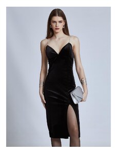 Celestino Βελούδινο φόρεμα με strass τιράντες μαυρο για Γυναίκα