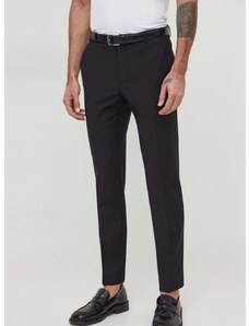 Μάλλινα παντελόνια Calvin Klein χρώμα: μαύρο