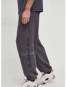 Βαμβακερό παντελόνι Calvin Klein Jeans χρώμα: γκρι