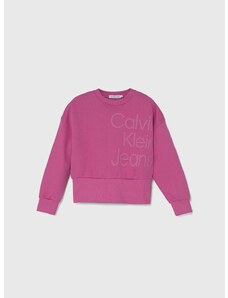 Παιδική βαμβακερή μπλούζα Calvin Klein Jeans χρώμα: ροζ