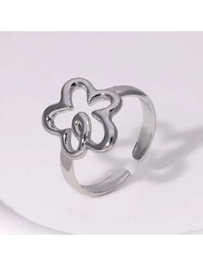 SILVER TWISTED FLOWER STEEL RING