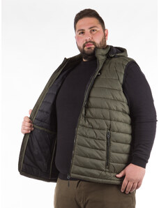 Double Αμάνικο Ανδρικό Jacket Puffer Plus Size - Χακί