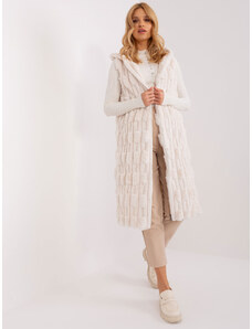 Fashionhunters Ecru Fur Vest with Lining