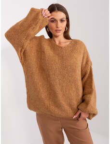 Fashionhunters Camel oversize knitted sweater from RUE PARIS