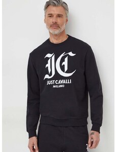 Βαμβακερή μπλούζα Just Cavalli χρώμα: μαύρο