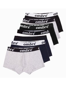 Ombre Men's cotton boxer shorts with contrasting elastic - 7-pack mix