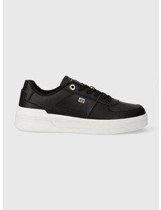 Δερμάτινα αθλητικά παπούτσια Tommy Hilfiger ESSENTIAL BASKET SNEAKER χρώμα: μαύρο, FW0FW07684