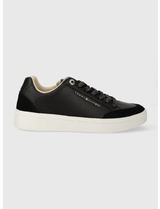 Δερμάτινα αθλητικά παπούτσια Tommy Hilfiger SEASONAL COURT SNEAKER χρώμα: μαύρο, FW0FW07683