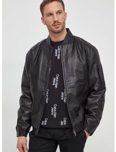 Δερμάτινο μπουφάν Calvin Klein ανδρικό, χρώμα: μαύρο