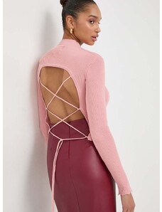 Βαμβακερό πουλόβερ Guess χρώμα: ροζ