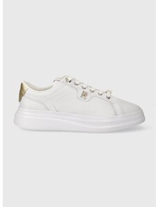 Δερμάτινα αθλητικά παπούτσια Tommy Hilfiger POINTY COURT SNEAKER HARDWARE χρώμα: άσπρο, FW0FW07780