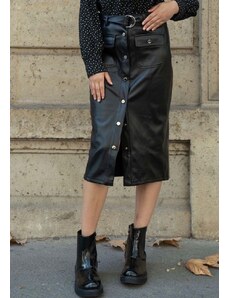 PerfectDress.gr urban δερμάτινη φούστα Verona σε μαύρο