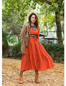 PerfectDress.gr blogger bohemian luxe φόρεμα Fuego σε tabac εκάϊ