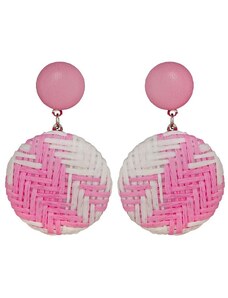 PerfectDress.gr vintage σκουλαρίκια pink button ψάθα
