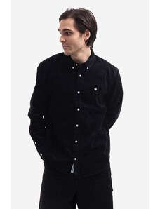 Βαμβακερό πουκάμισο Carhartt WIP ανδρικό, χρώμα: μαύρο